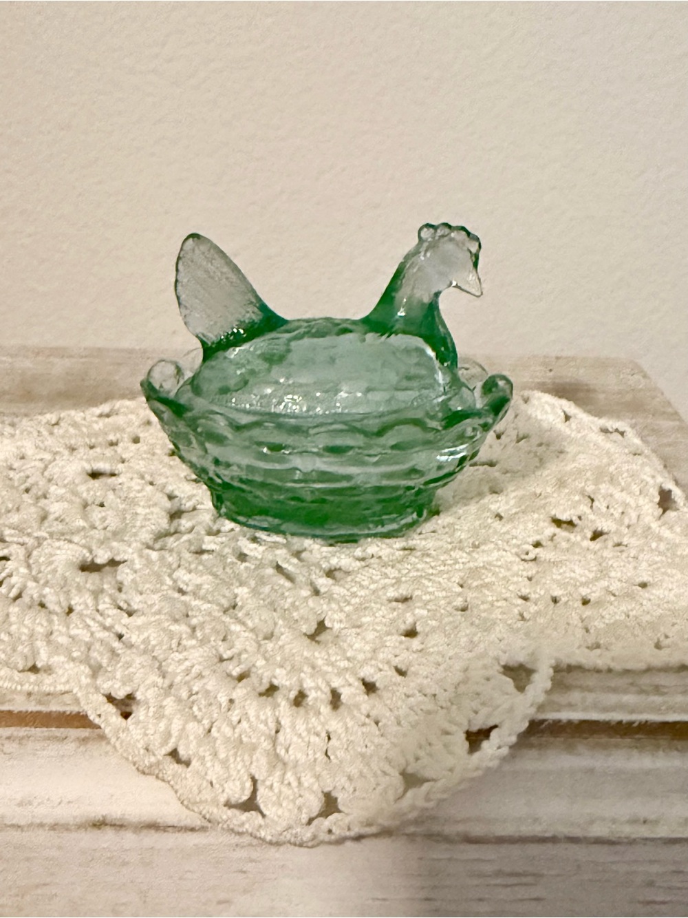 Boyd Glass Green Hen on Nest Decorative Dish - Home Accents Mini Salt Cellar